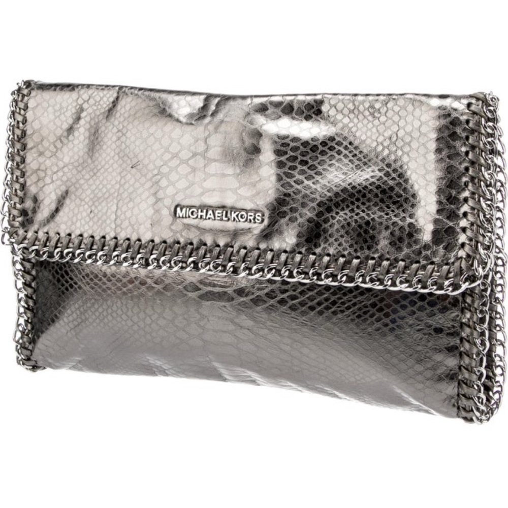 Michael Kors Silver Chain-Trim Clutch